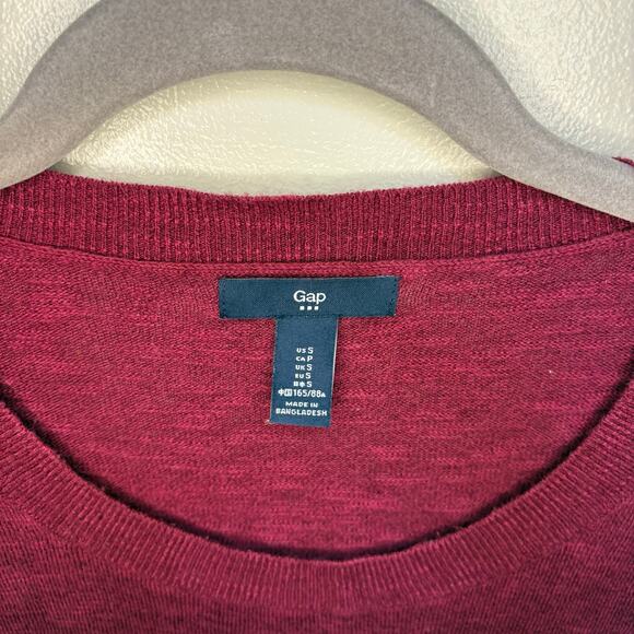 Gap Raspberry Pink Long Sleeve Knit Tunic Scoopneck Ribbed Hems Spring Small - Picture 6 of 8